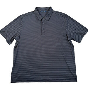 Cutter & Buck Short Sleeve Stripe Polo Shirt Men's XL Navy Blue Golf Performance